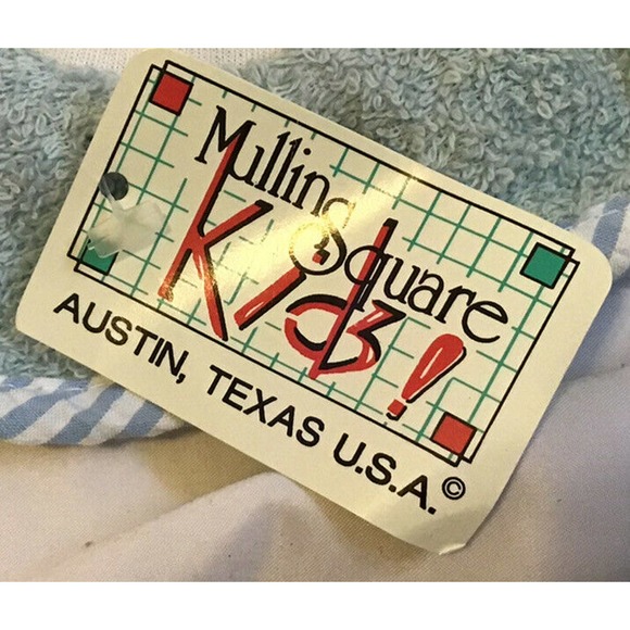 Blue Boy Bunny Washcloth Terry Cloth Bunny Bib Set Mullins Square Made in USA - Picture 2 of 4